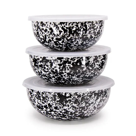 Crow Canyon Splatter Enamelware Covered Multi-Purpose Bowl Set