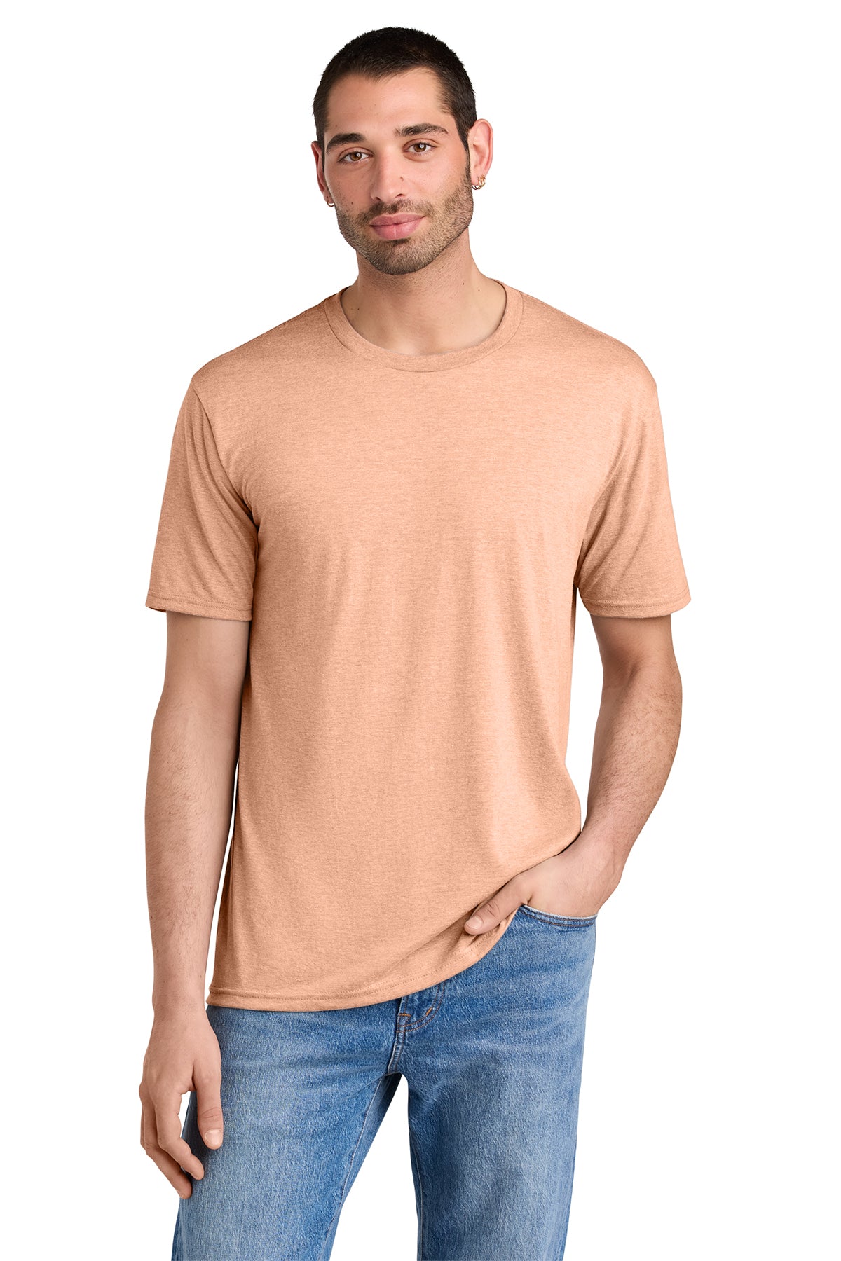 District Men’s Perfect Tee — Heathered Dusty Peach