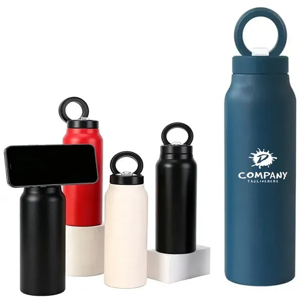 24 oz Water Bottle with Magnetic Phone Holder