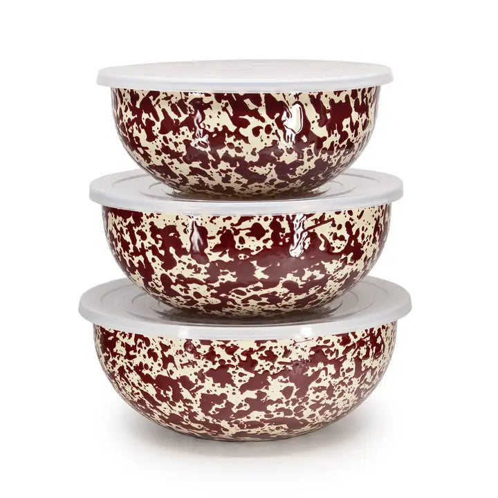 Crow Canyon Splatter Enamelware Covered Multi-Purpose Bowl Set (Master Catalog)