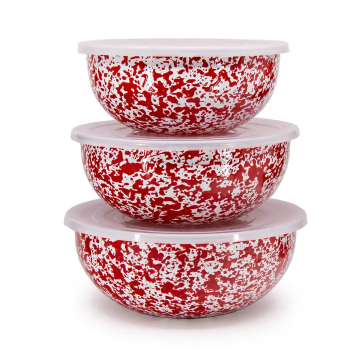 Crow Canyon Splatter Enamelware Covered Multi-Purpose Bowl Set (Master Catalog)