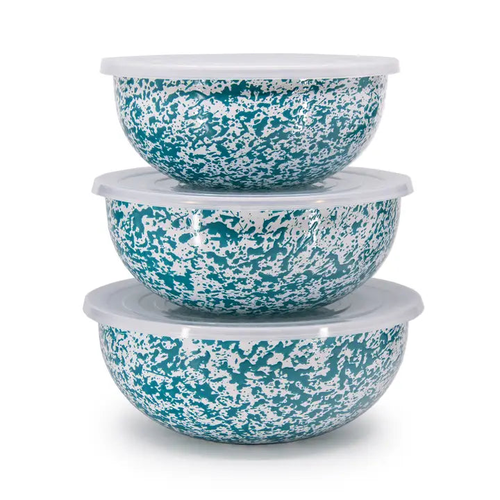 Crow Canyon Splatter Enamelware Covered Multi-Purpose Bowl Set (Master Catalog)